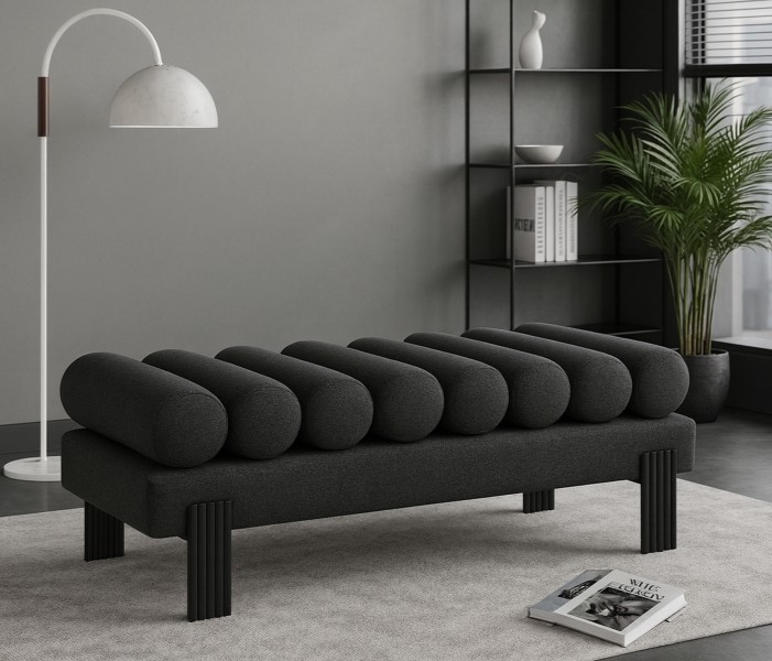 Akeela Linen Textured Fabric Upholstered Bench